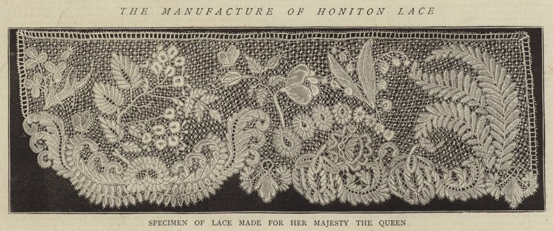 La fabrication de la dentelle de Honiton (gravure) - English School