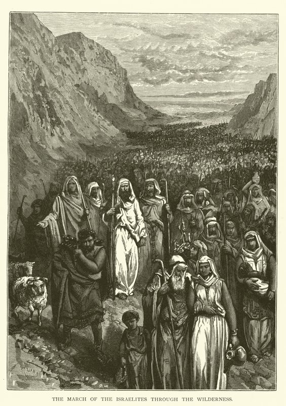 La marche des Israélites à travers le désert (gravure) - English School