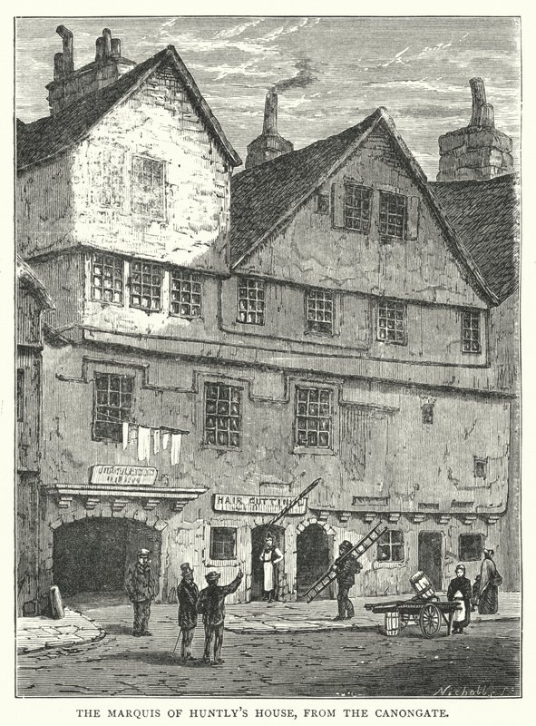 Maison du Marquis de Huntly, depuis le Canongate (gravure) - English School