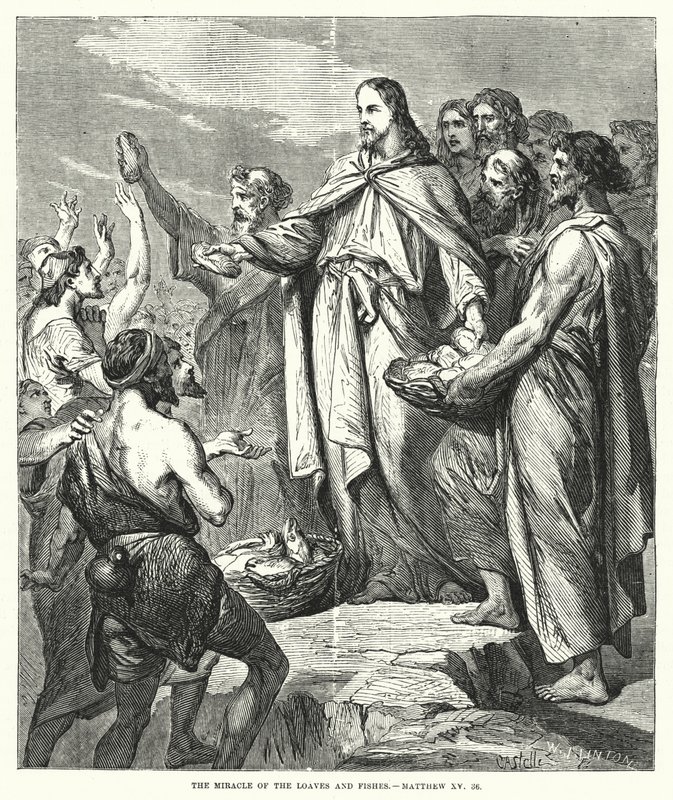 Le miracle des pains et des poissons, Matthieu XV, 36 - English School