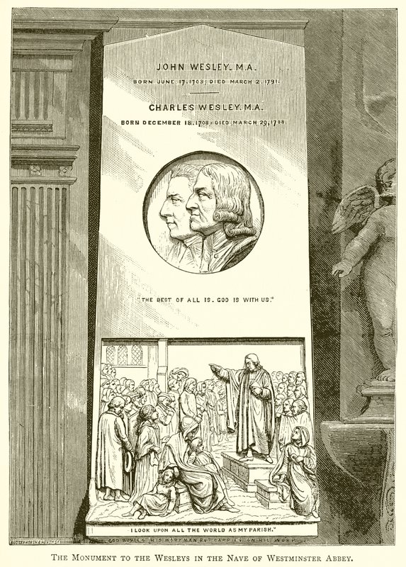 Le monument aux Wesleys dans la nef de l