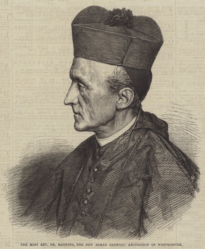 Le très révérend Dr Manning, le nouvel archevêque catholique romain de Westminster (gravure) - English School