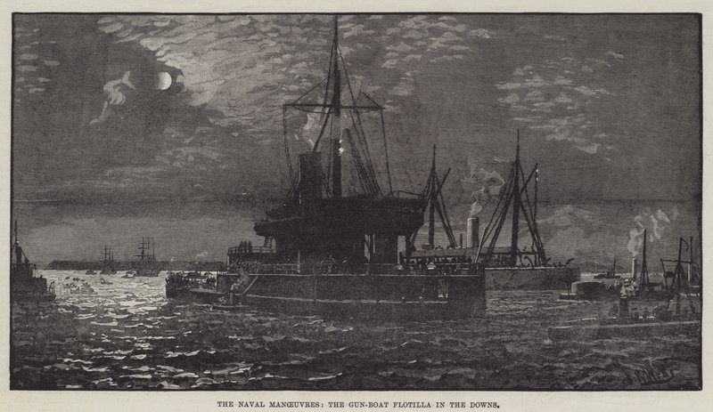 Les Manœuvres Navales, la Flottille de Canonnières dans les Downs - English School