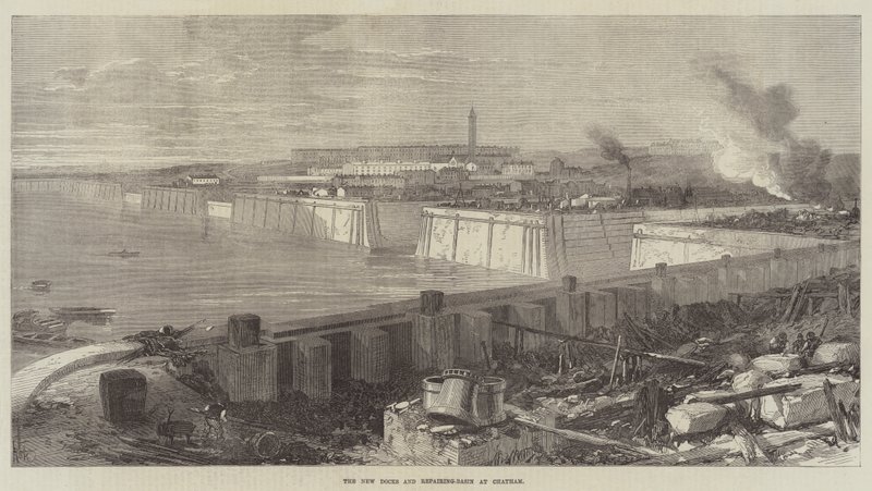Les nouveaux docks et le bassin de réparation à Chatham (gravure) - English School