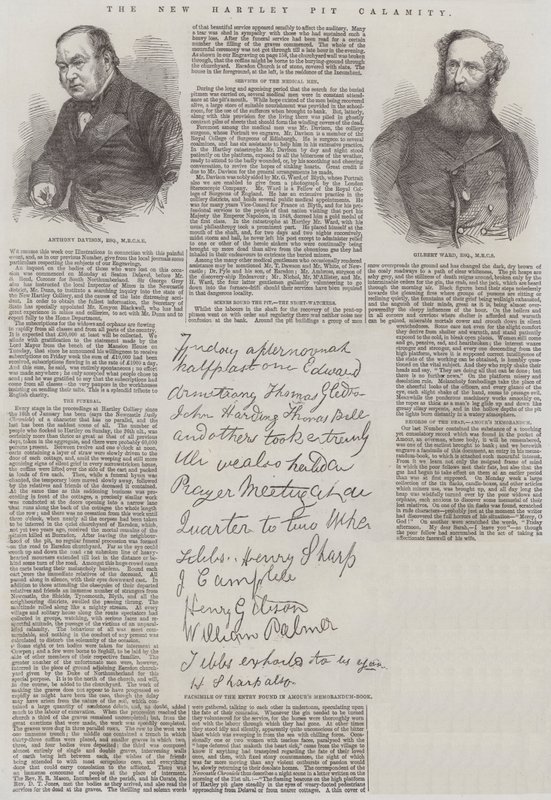 La calamité de la mine de New Hartley (gravure) - English School