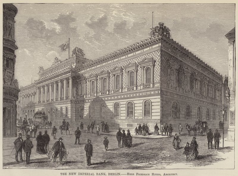La nouvelle banque impériale, Berlin (gravure) - English School
