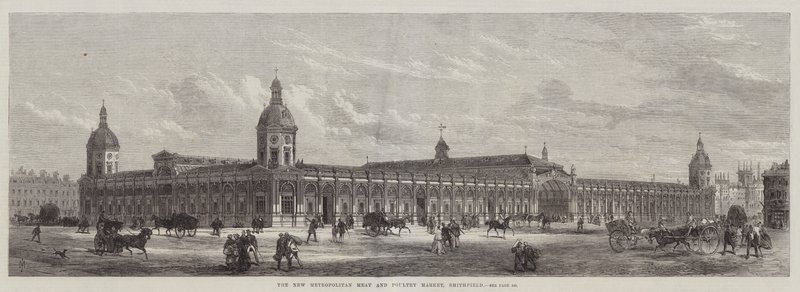 Le nouveau marché de la viande et de la volaille métropolitain, Smithfield (gravure) - English School
