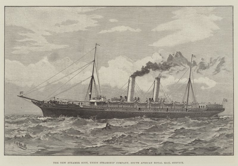 Le nouveau vapeur Scot, Union Steamship Company, service postal royal sud-africain - English School