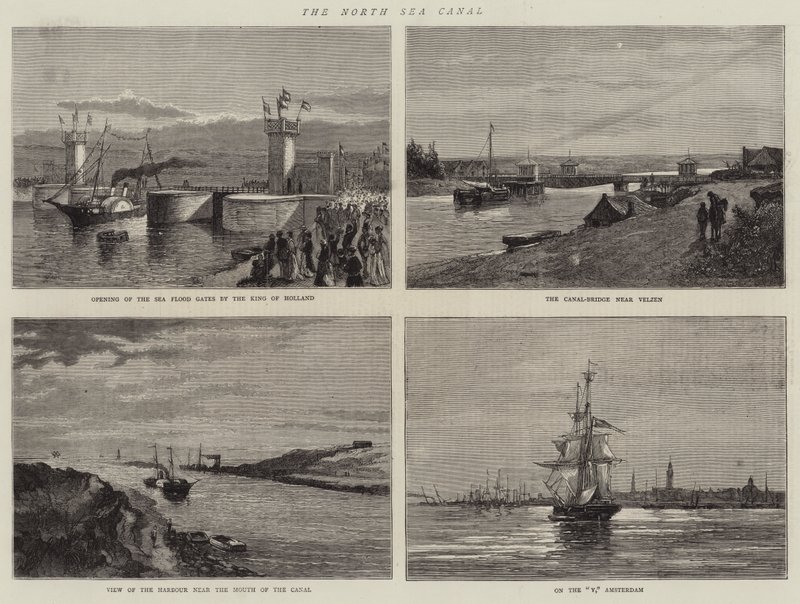 Le canal de la mer du Nord (gravure) - English School