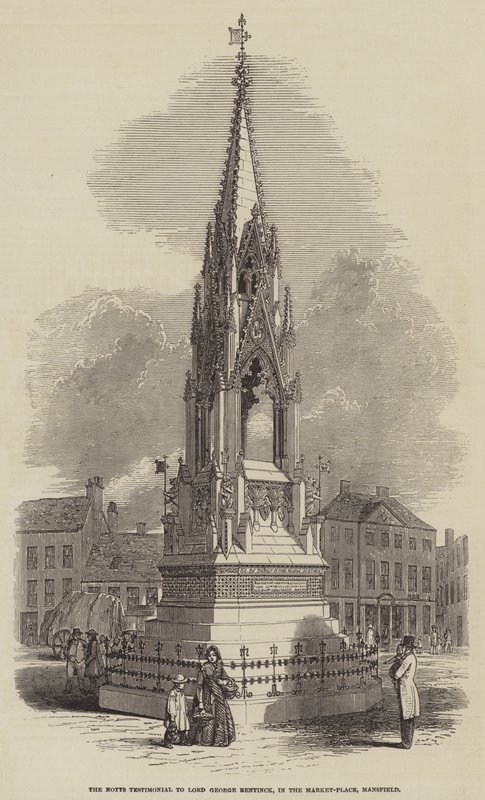 Le témoignage de Notts à Lord George Bentinck, sur la place du marché, Mansfield (gravure) - English School