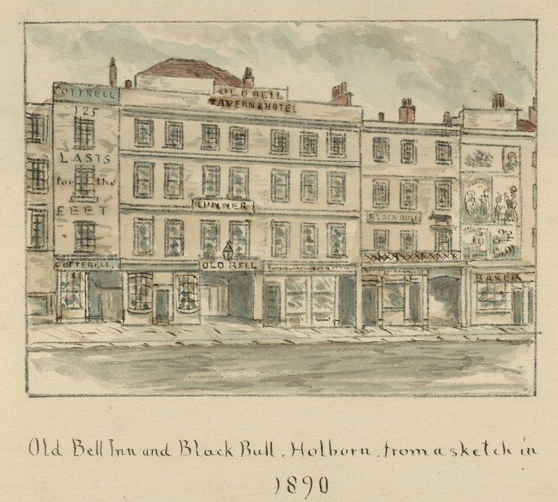 The Old Bell Inn et Black Bull, Holborn, Londres - English School