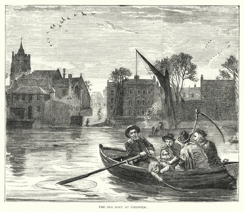 Le vieux bateau à Chiswick (gravure) - English School