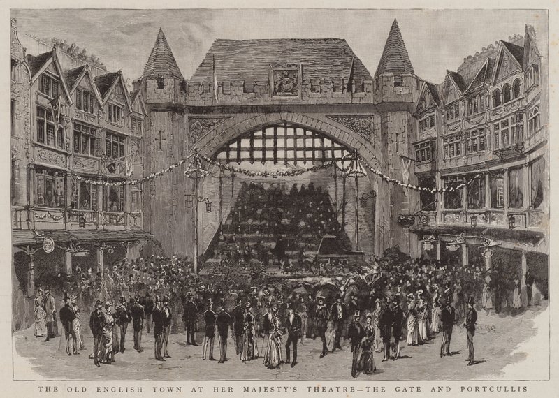La vieille ville anglaise au théâtre de Sa Majesté, la porte et la herse - English School