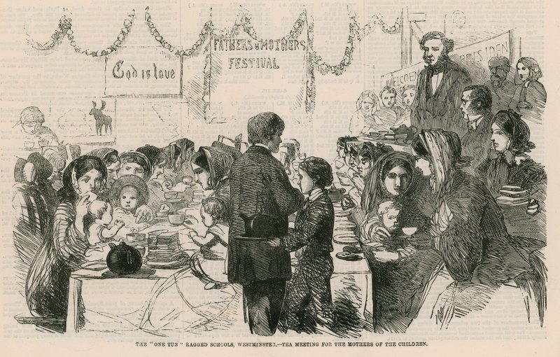 Les écoles de fortune One Tun, Westminster, Londres - réunion de thé pour les mères des enfants - English School