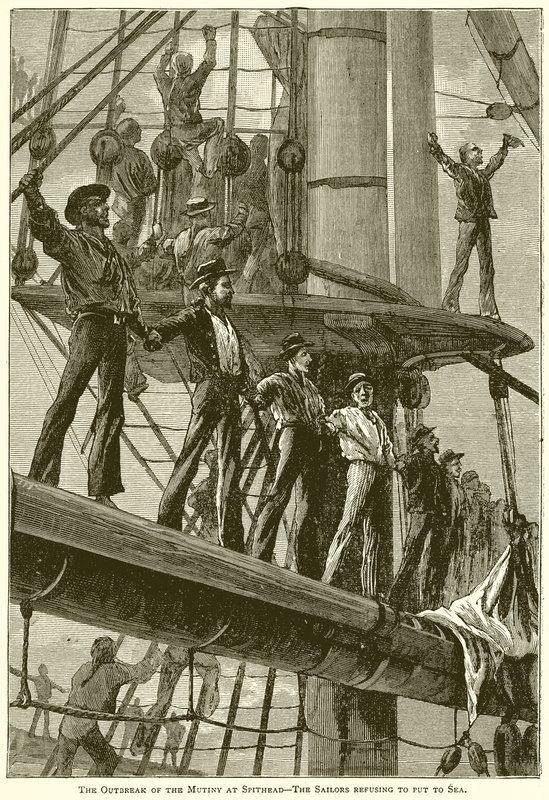 Le Début de la Mutinerie à Spithead--Les Marins Refusant de Mettre à la Mer - English School