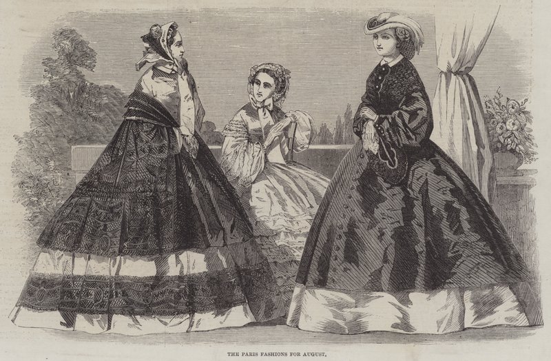 Les modes de Paris pour août (gravure) - English School