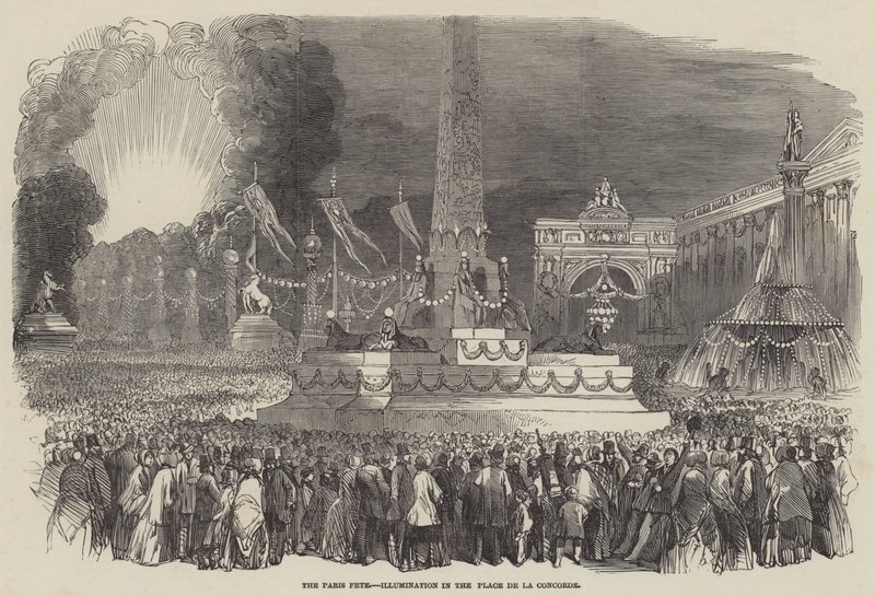 La fête de Paris, illumination sur la Place de la Concorde (gravure) - English School