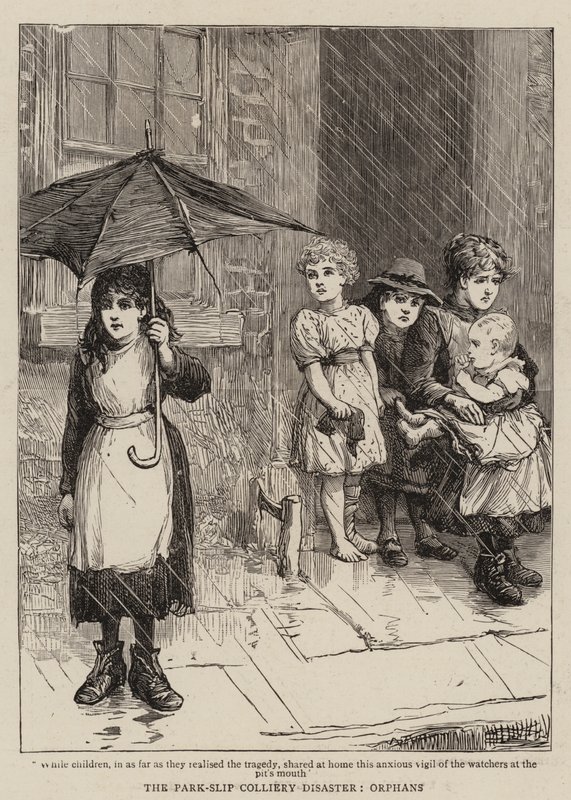 La catastrophe de la mine de Park-Slip, orphelins (gravure) - English School