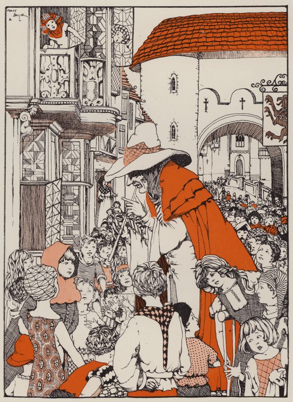 Le joueur de flûte (lithographie couleur) - English School