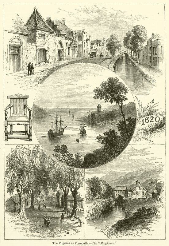 Les pèlerins à Plymouth, le "Mayflower" - English School