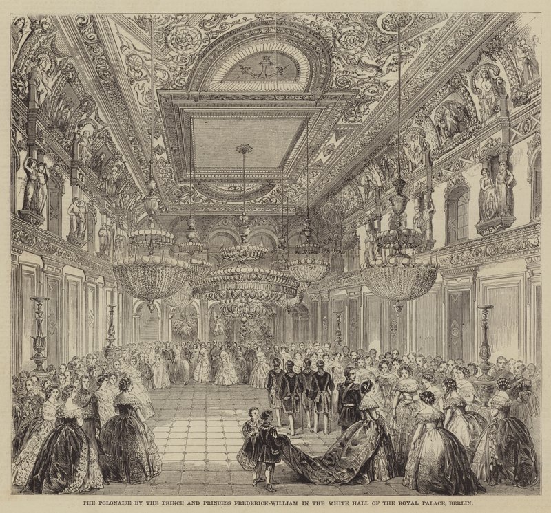 La Polonaise par le prince et la princesse Frederick-William dans la salle blanche du palais royal, Berlin - English School
