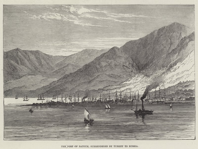 Le port de Batoum, cédé par la Turquie à la Russie (gravure) - English School