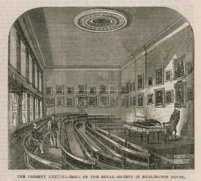 Salle de réunion actuelle de la Royal Society à Burlington House - English School