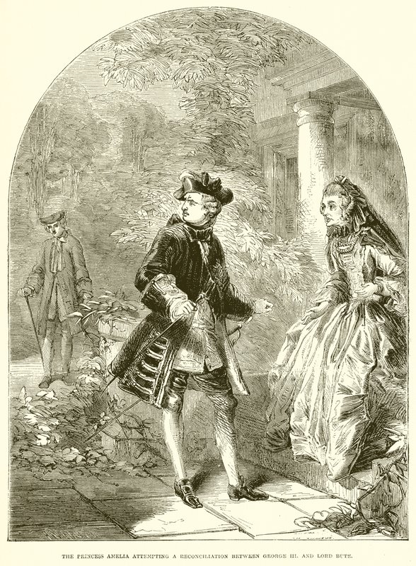 La princesse Amélie tentant une réconciliation entre George III et Lord Bute - English School