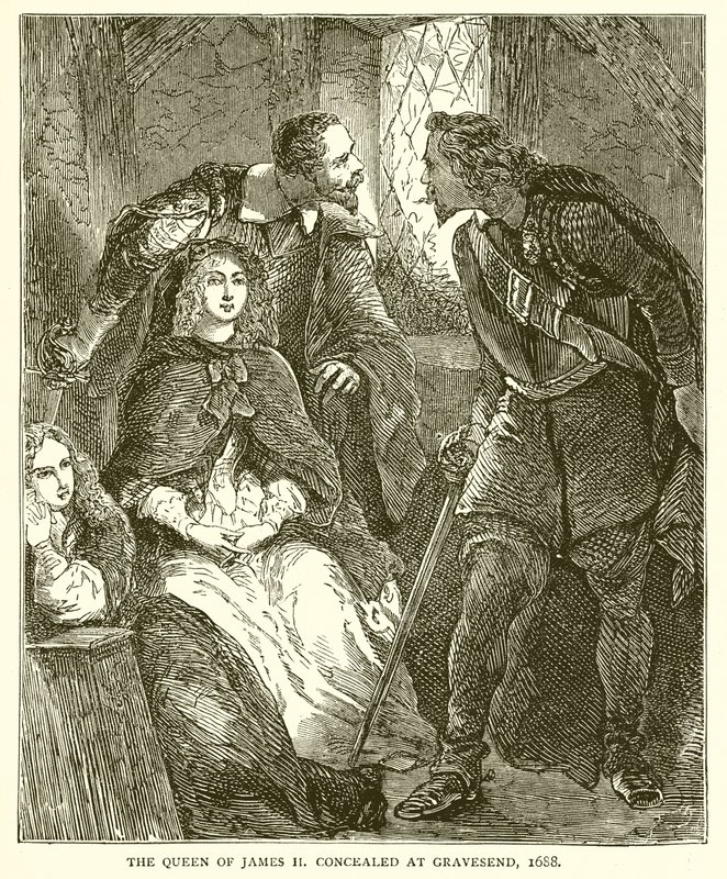 La reine de Jacques II cachée à Gravesend, 1688 - English School
