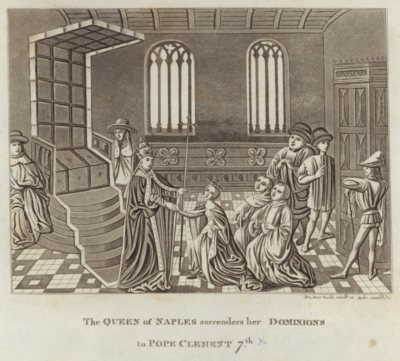 La reine de Naples cède ses domaines au pape Clément VII - English School