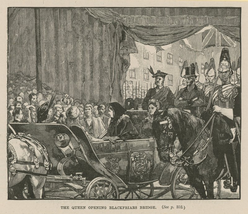 La reine ouvrant le pont de Blackfriars - English School