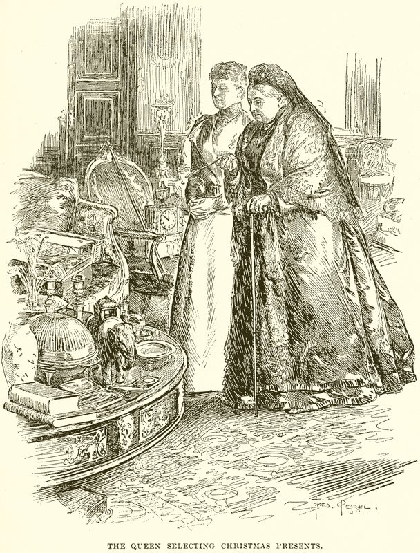 La Reine choisissant des cadeaux de Noël - English School