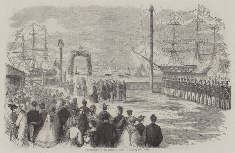 La réception du prince de Galles à Halifax, Nouvelle-Écosse (gravure) - English School