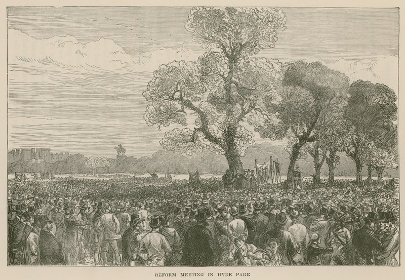 La manifestation pour la réforme à Hyde Park, 6 mai 1867 - English School