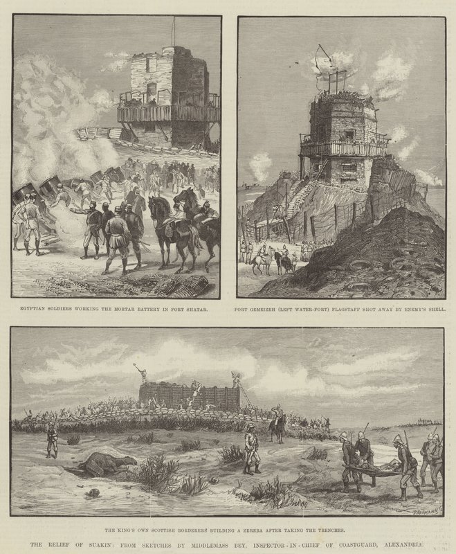 Le secours de Suakin (gravure) - English School
