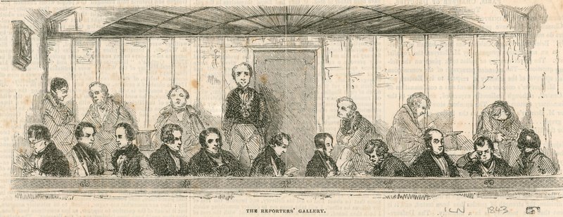 La galerie des reporters à la Chambre des communes, Westminster, Londres - English School