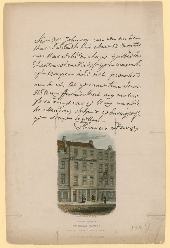 Résidence de Thomas Davies, Russell Street, Covent Garden, Londres - English School