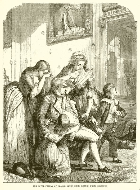 La famille royale de France après leur retour de Varennes - English School