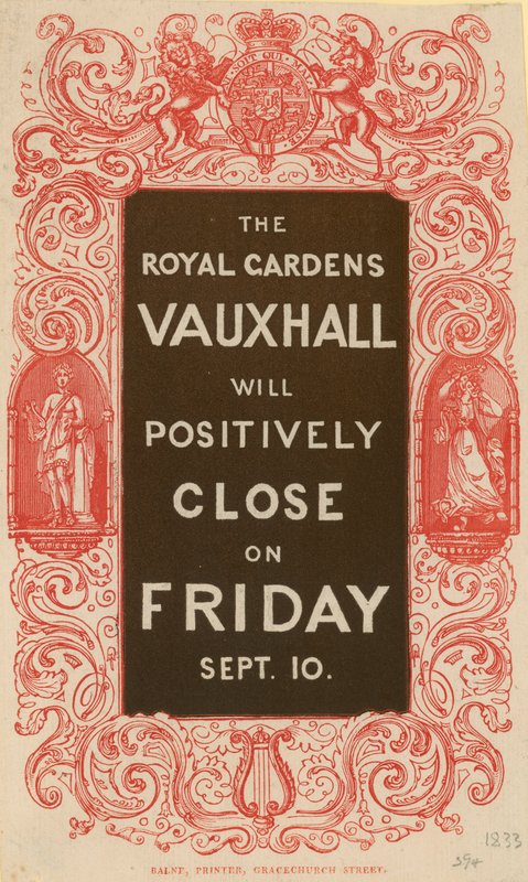 Les jardins royaux de Vauxhall fermeront positivement - English School