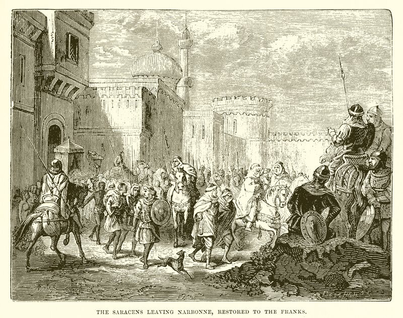 Les Sarrasins quittant Narbonne, rendue aux Francs - English School