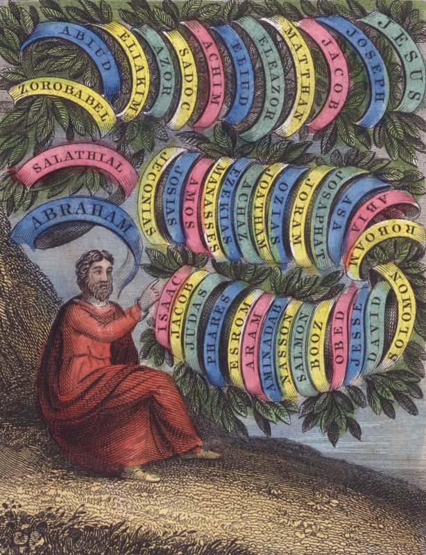 Les actes et la lignée du Sauveur sont contenus dans ces feuilles... - English School