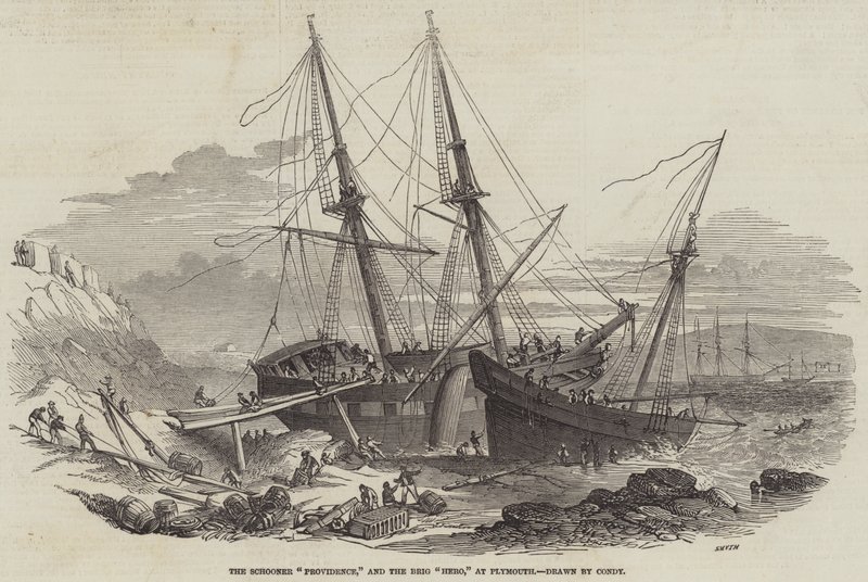 La goélette "Providence" et la brigantine "Hero" à Plymouth - English School