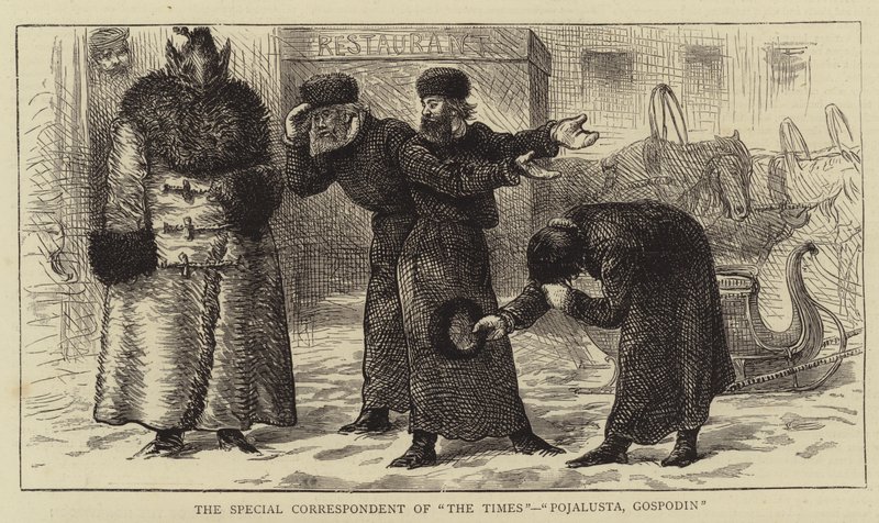 Le correspondant spécial du "The Times", "Pojalusta, Gospodin" (gravure) - English School