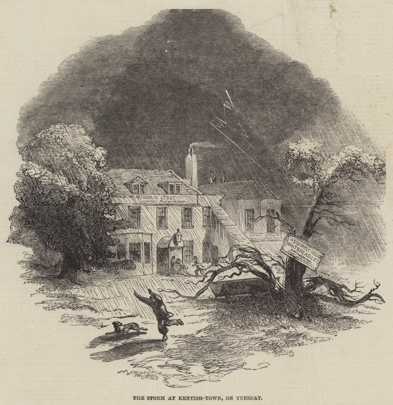La tempête à Kentish-Town, mardi (gravure) - English School