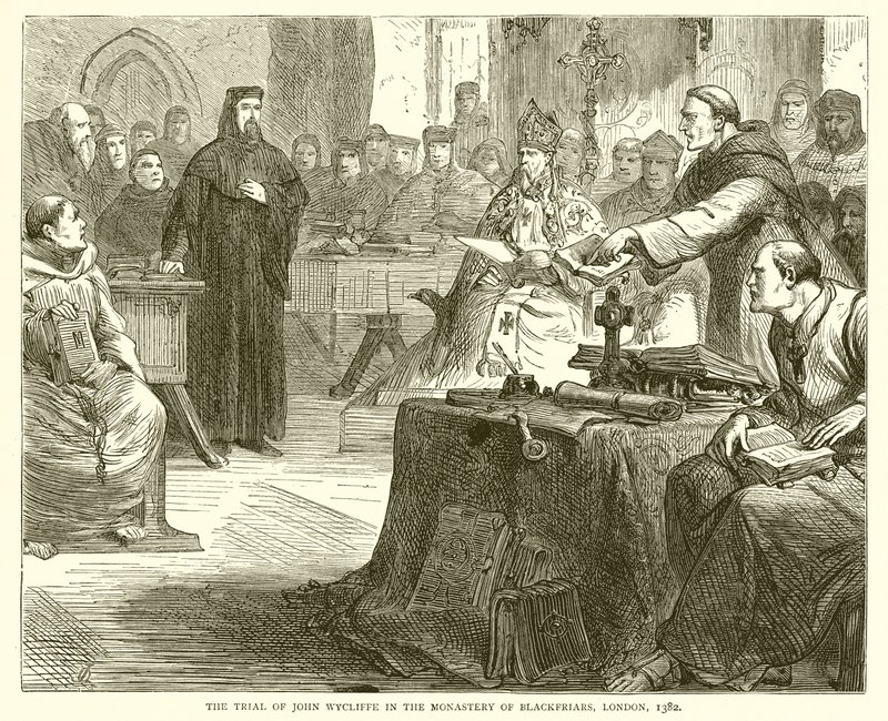 Le Procès de John Wycliffe au Monastère des Blackfriars, Londres, 1382 - English School