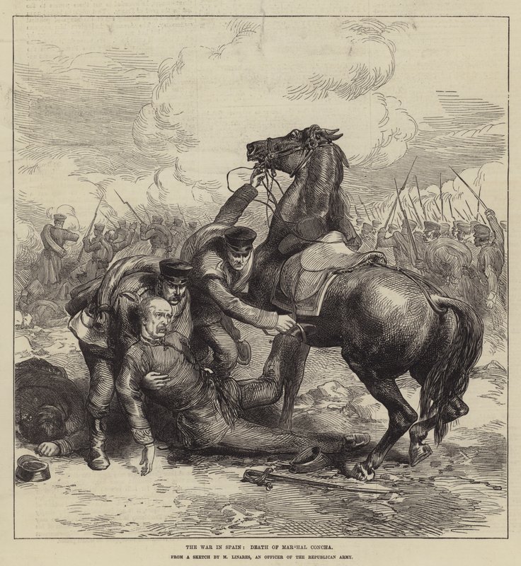 La guerre en Espagne, mort du maréchal Concha - English School