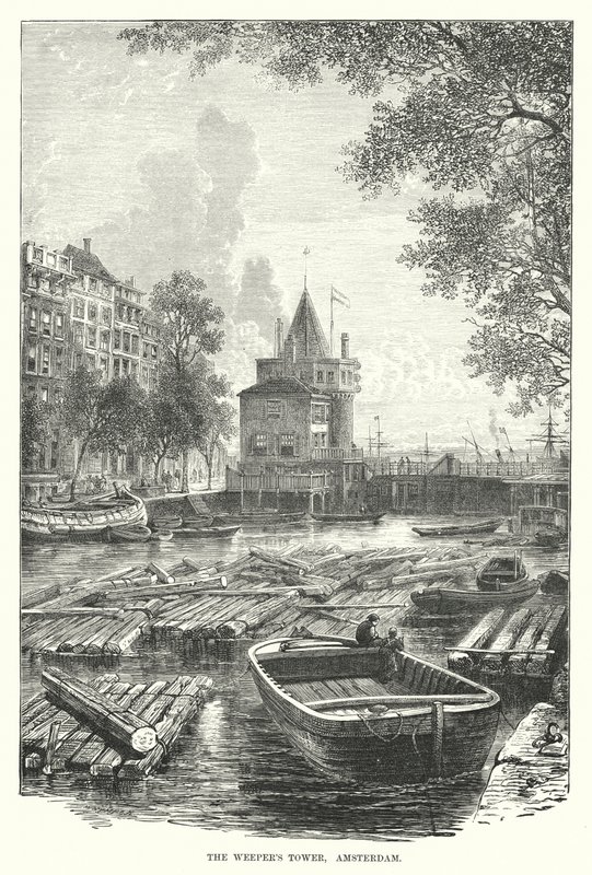 La tour des pleureuses, Amsterdam (gravure) - English School