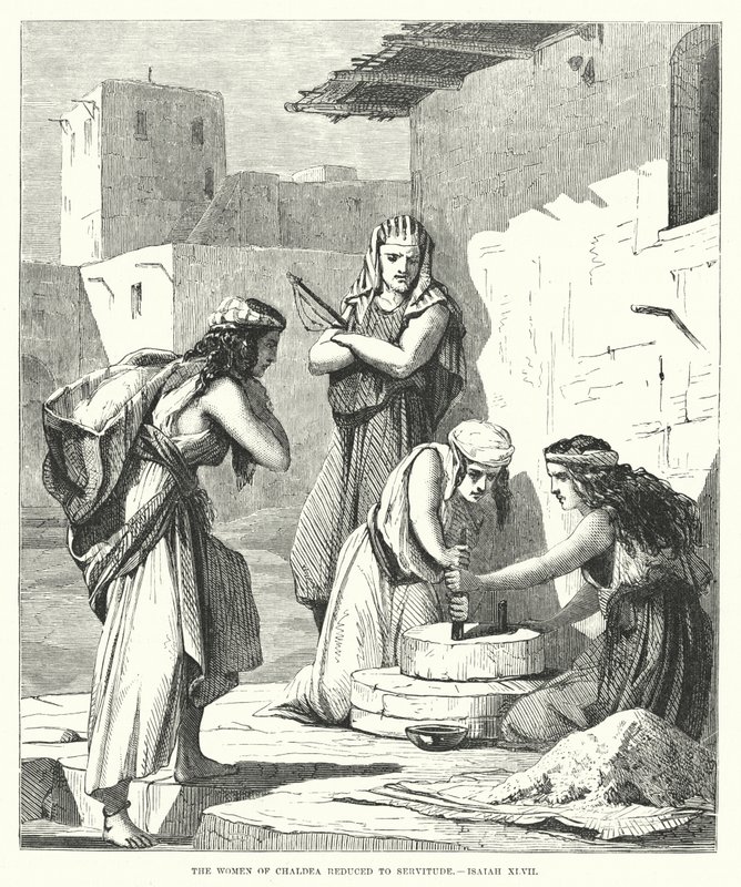 Les femmes de Chaldée réduites en servitude, Isaïe XLVII (gravure) - English School