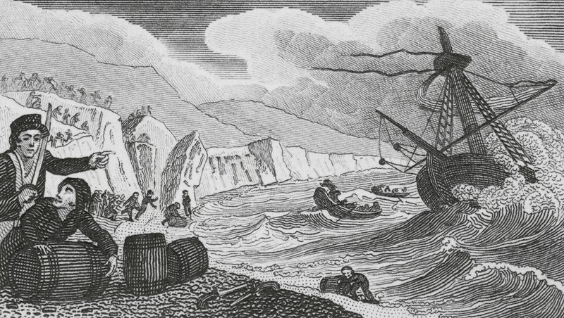 Les naufrageurs (gravure) - English School