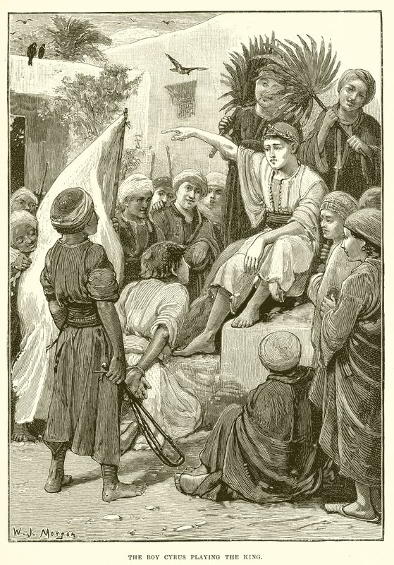 Le jeune Cyrus jouant au roi - English School